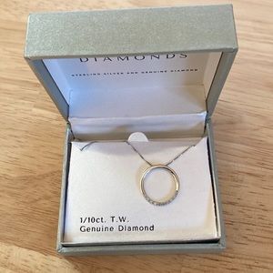 Diamond and Sterling Silver Hoop Necklace